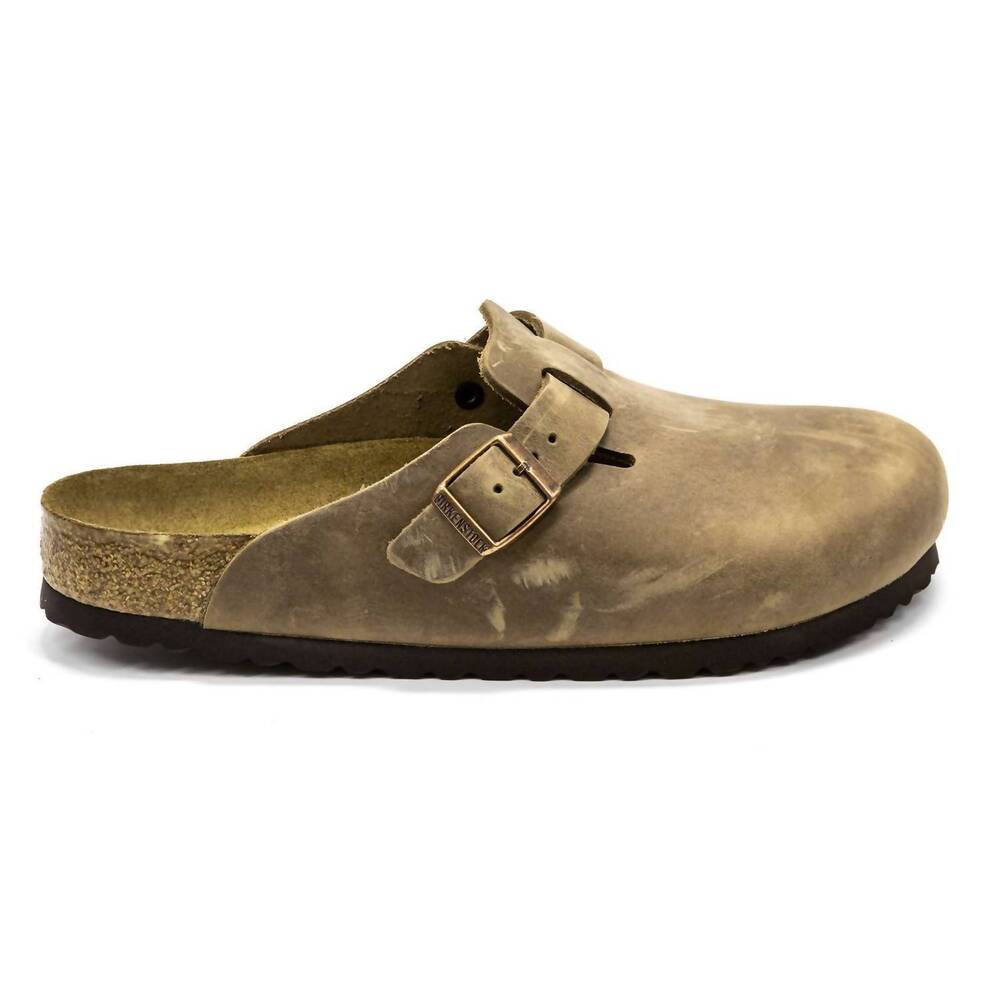 NEW BIRKENSTOCK men's boston soft footbed clogs in tobacco brown